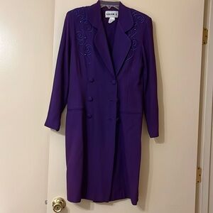 Vintage Studio 1 Purple Dress/Jacket with embroidery Size 6